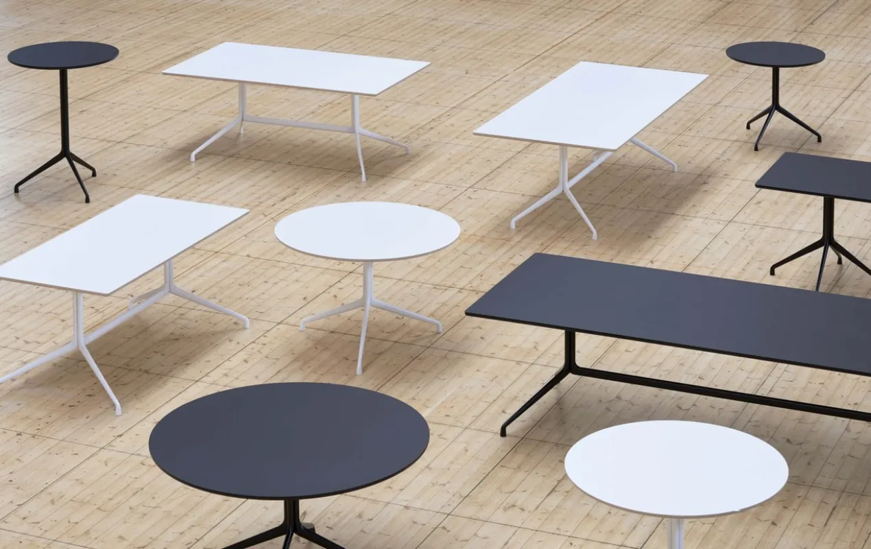 Eettafel AAT20 Ø100 wit onderstel laminate white blad