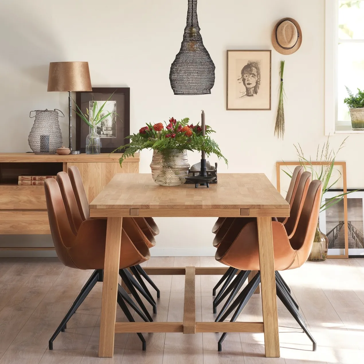 Eettafel Brooklyn Donkerbruin verlengbaar 220 x 95 cm