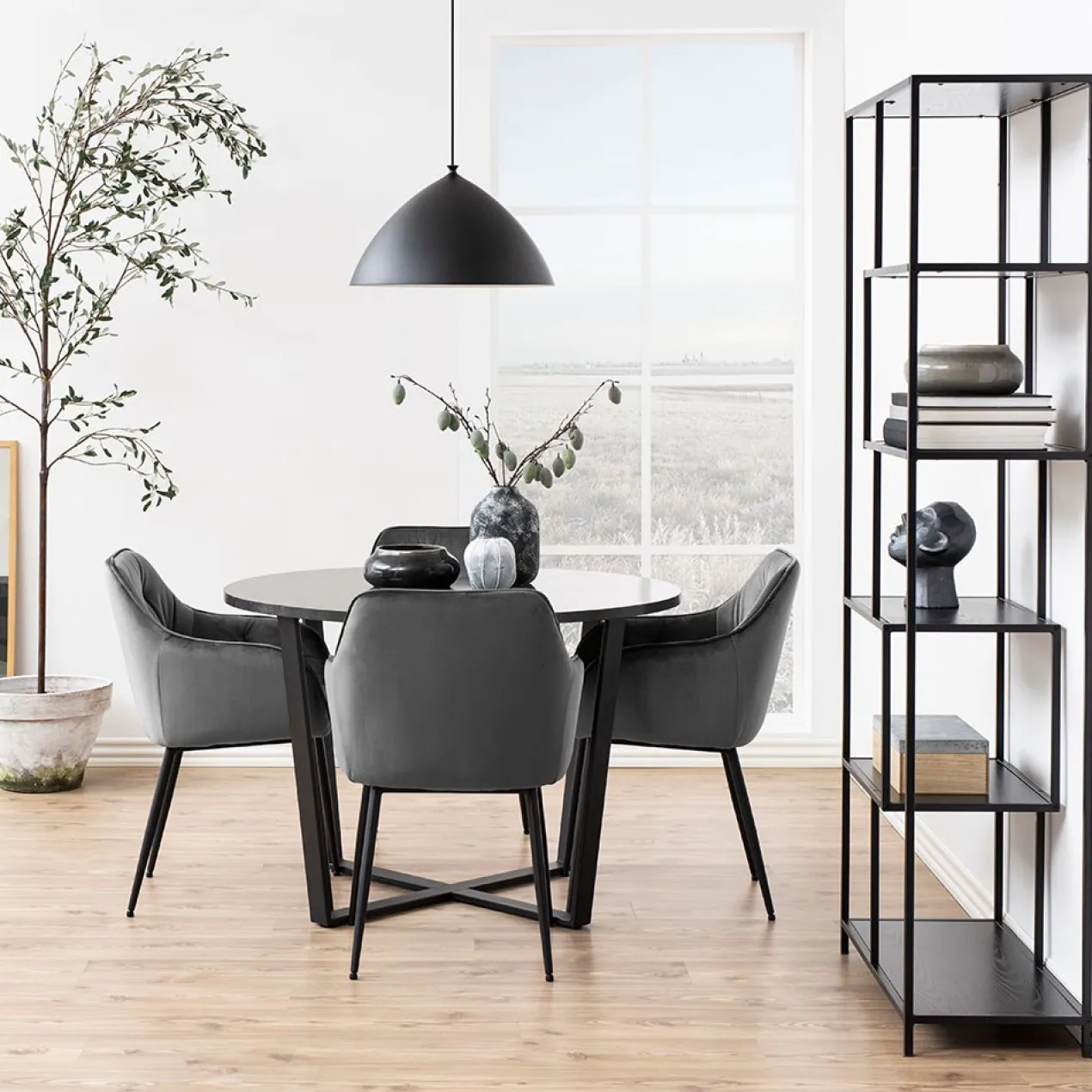 Eettafel Brynn marmerlook Zwart