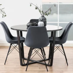 Eettafel Brynn marmerlook Zwart