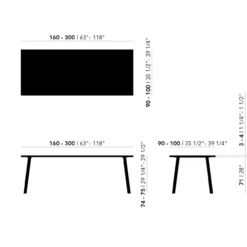 Eettafel Butterfly donkerbruin 160x90 cm rechte rand