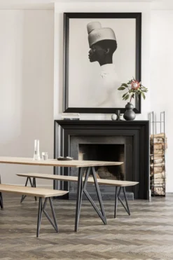 Eettafel Butterfly donkerbruin 180x90 cm rechte rand