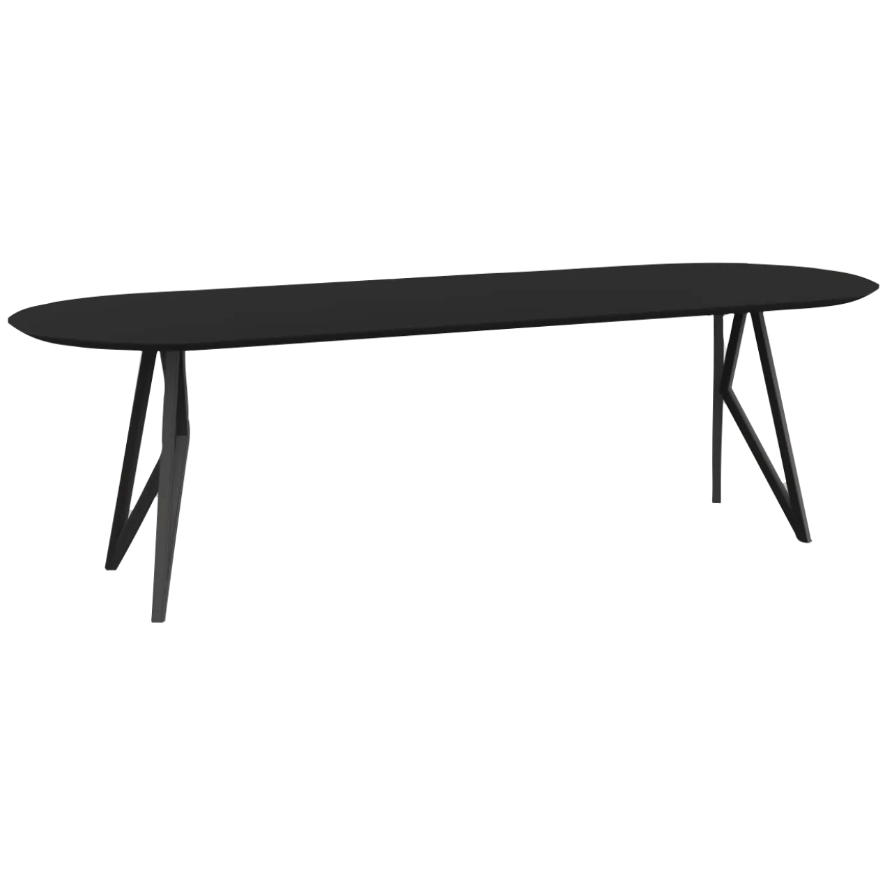 Eettafel Butterfly ovaal zwart 300x90 cm verjongde rand