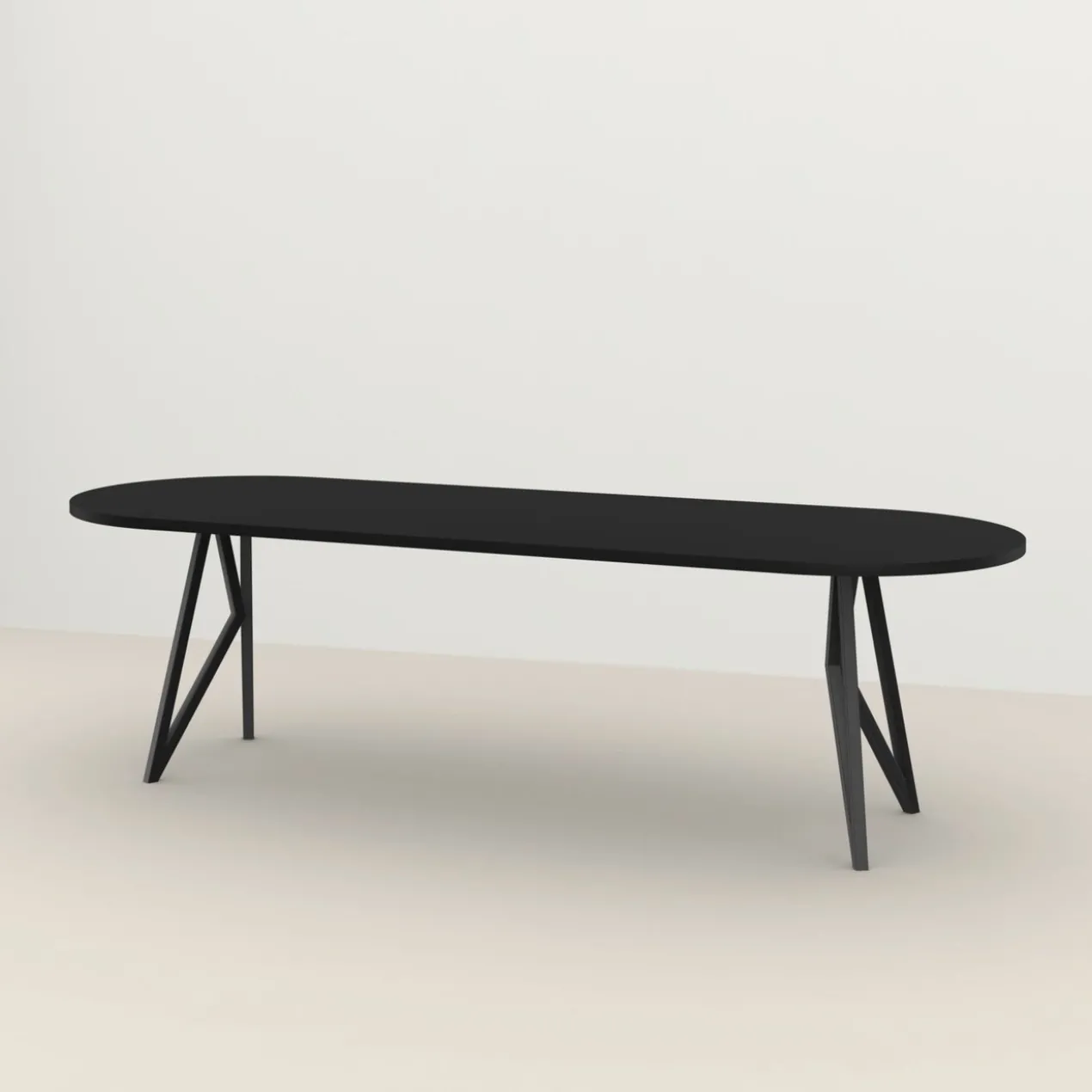 Eettafel Butterfly plat ovaal zwart 200x90 cm rechte rand