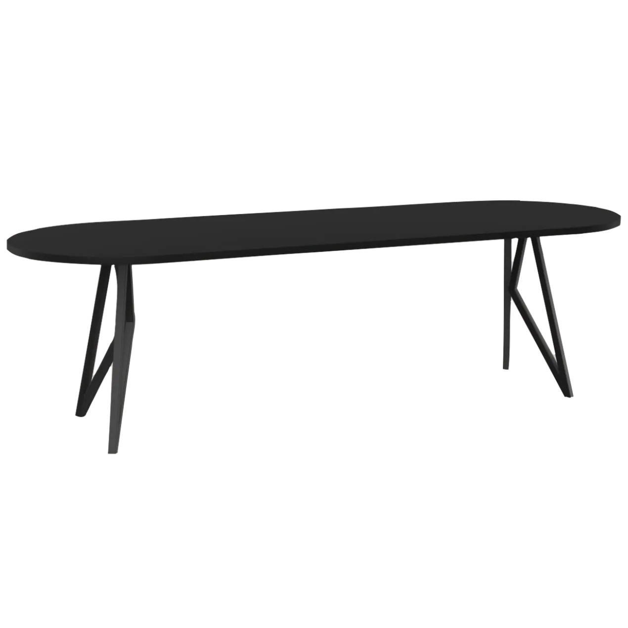 Eettafel Butterfly plat ovaal zwart 220x90 cm rechte rand