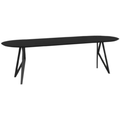 Eettafel Butterfly plat ovaal zwart 220x90 cm verjongde rand