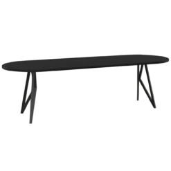 Eettafel Butterfly plat ovaal zwart 280x90 cm rechte rand