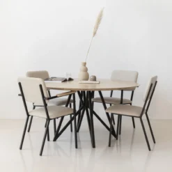 Eettafel Butterfly Quadpod naturel Ø130 cm verjongd