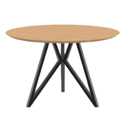 Eettafel Butterfly tripod naturel olie Ø120 cm verjongd
