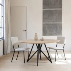 Eettafel Butterfly tripod naturel olie Ø120 cm verjongd
