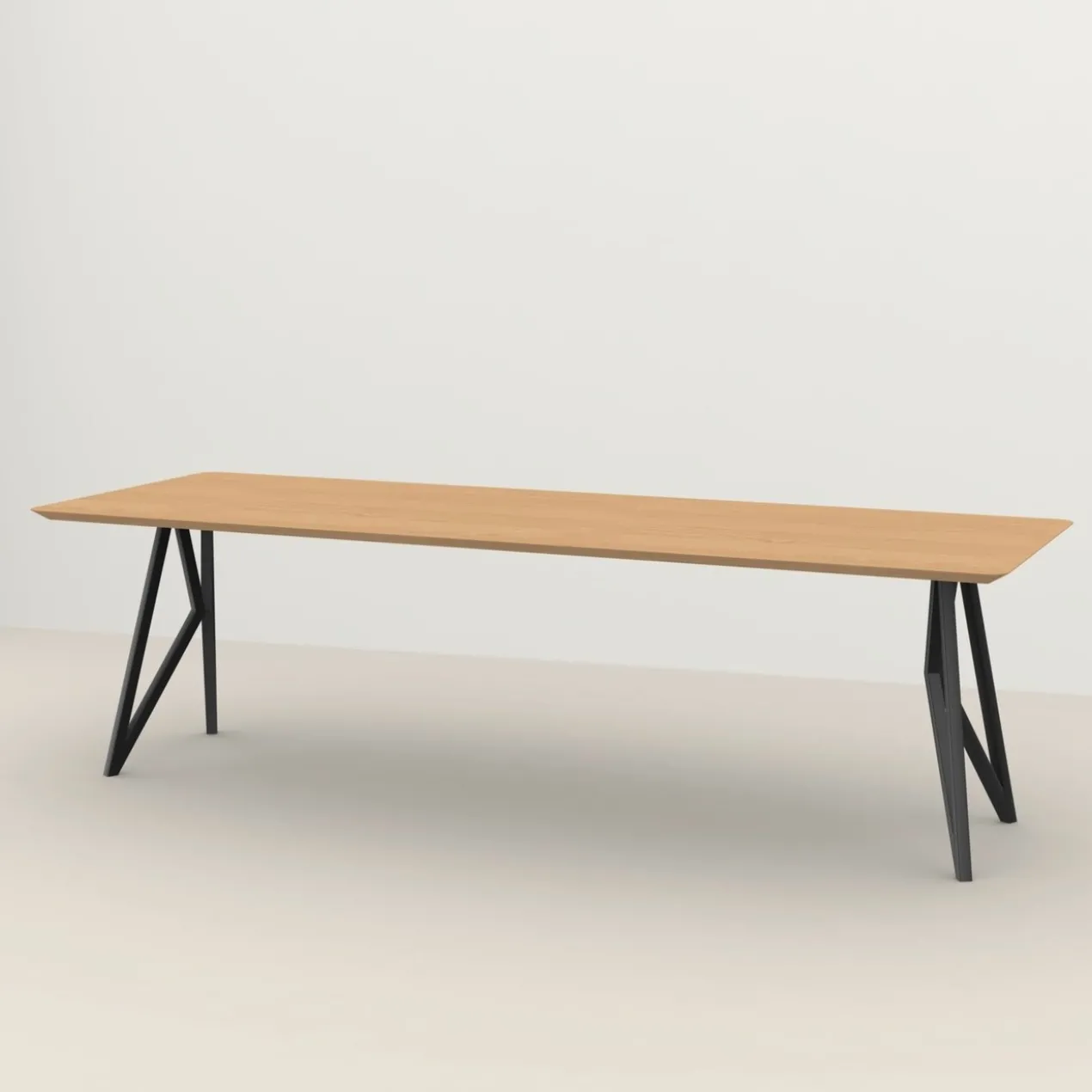 Eettafel Butterfly zwart frame naturel 240x90 cm verjongd