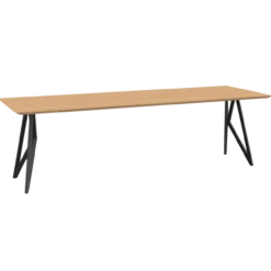 Eettafel Butterfly zwart frame naturel 240x90 cm verjongd