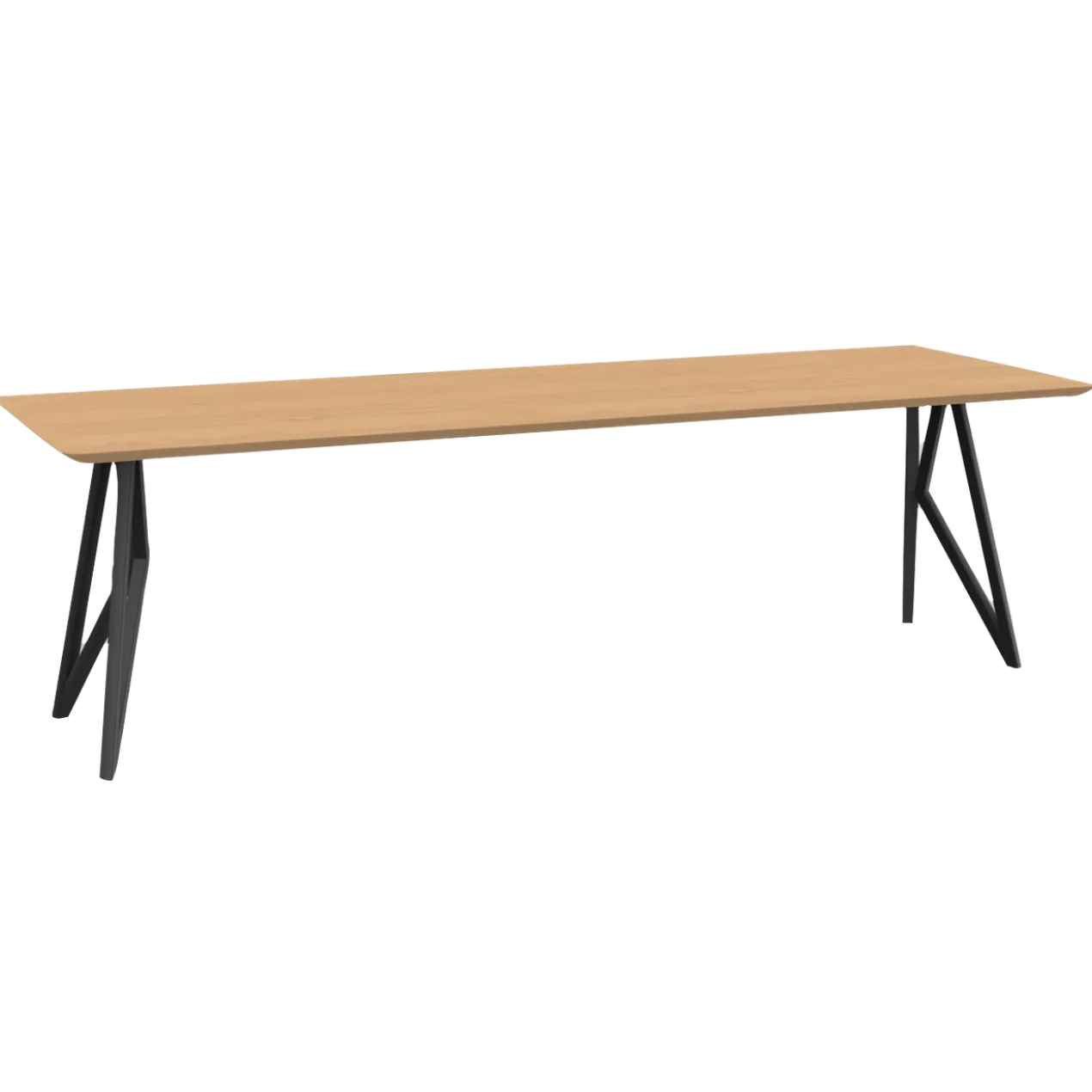 Eettafel Butterfly zwart frame naturel 240x90 cm verjongd