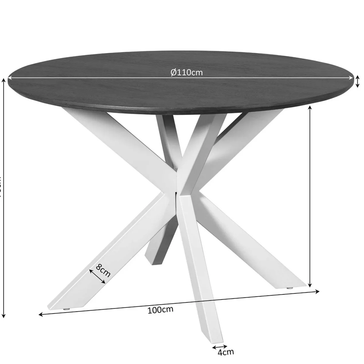 Eettafel De Bokke bruin/wit Ø110 cm