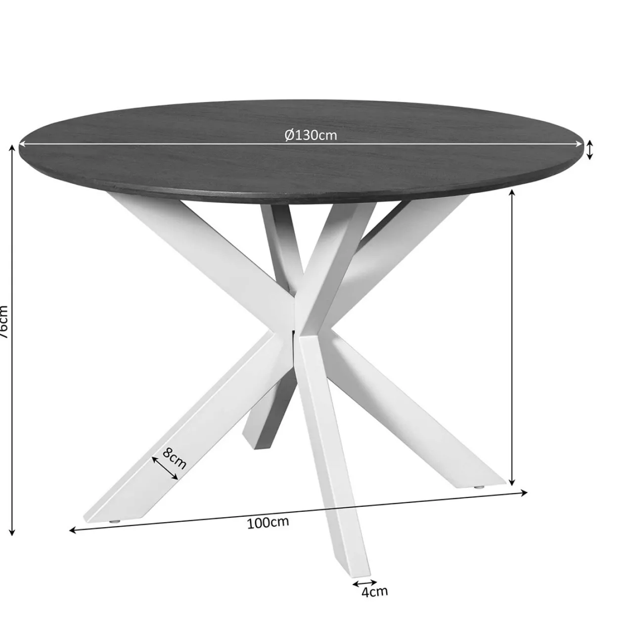 Eettafel De Bokke bruin/wit Ø130 cm
