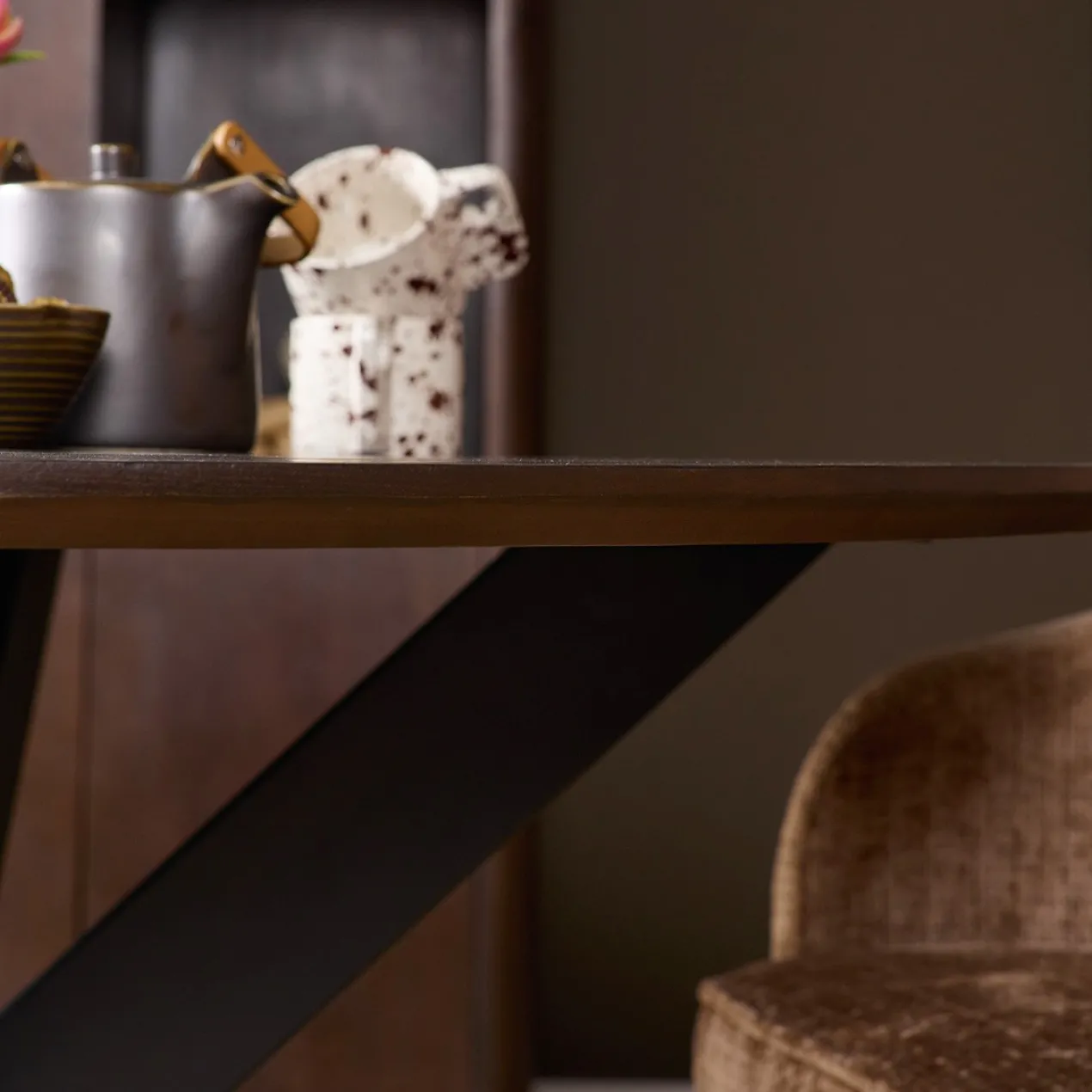 Eettafel De Bokke bruin/zwart Ø110 cm