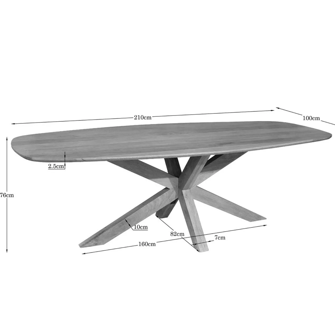 Eettafel Deens Ovaal all Wood 210cm