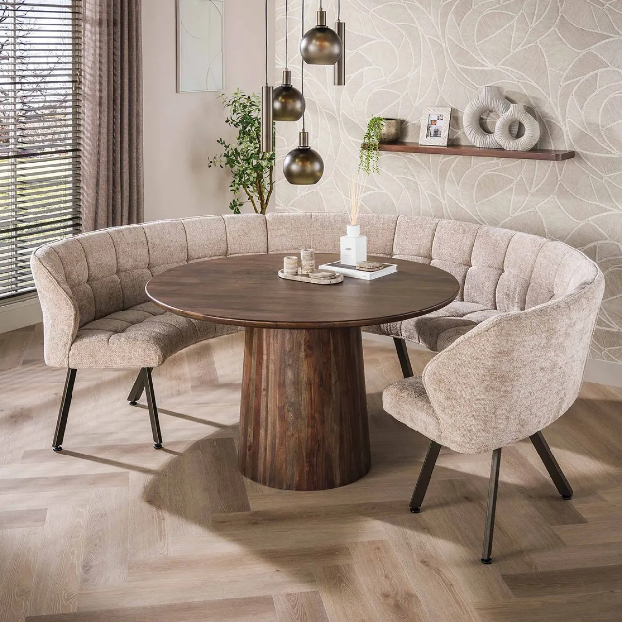 Eettafel Donker Deens Rond