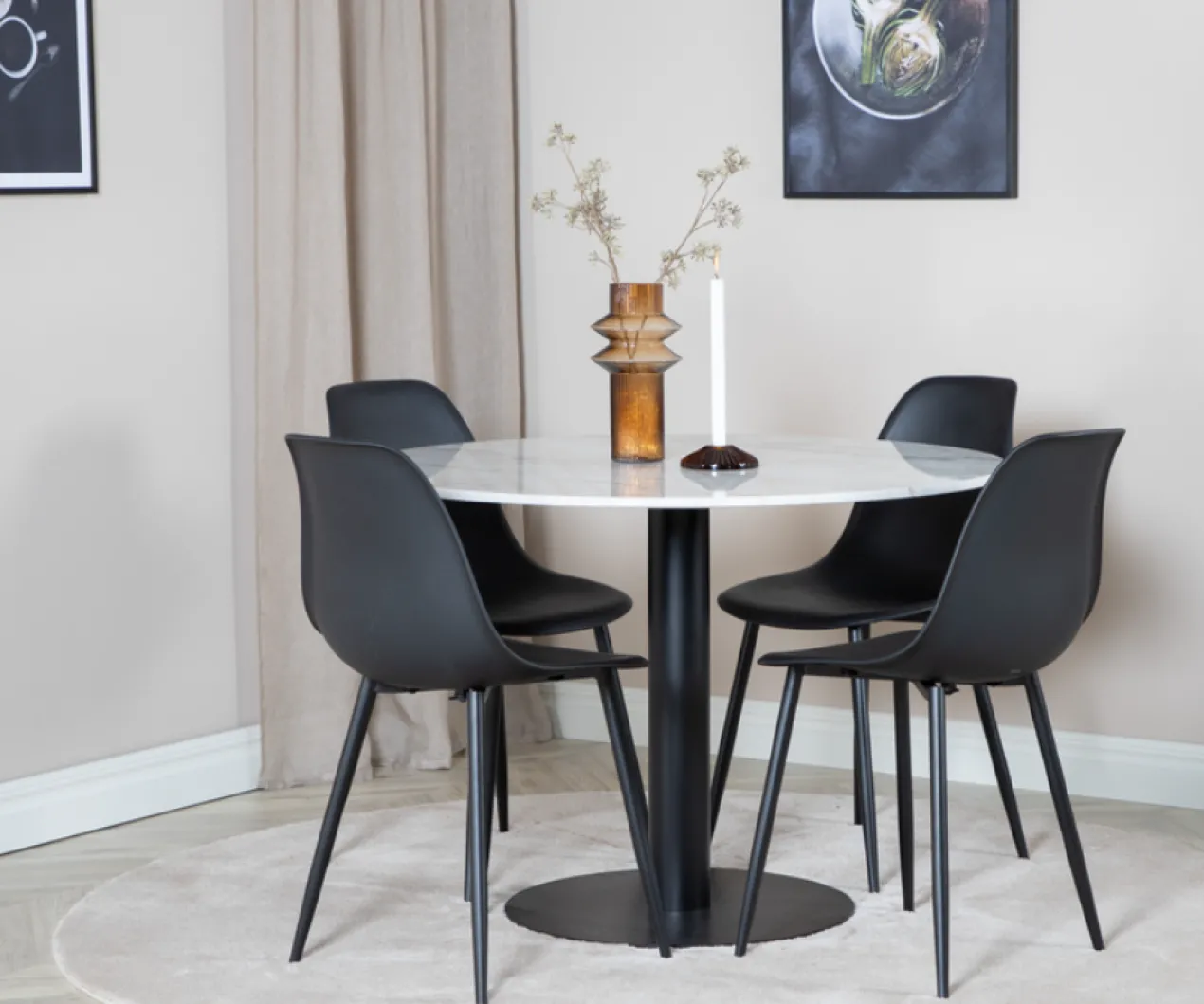 Eettafel Estelle Wit/Zwart