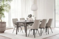 Eettafel Filippa rond donkerbruin uitschuifbaar 170 x 105 cm