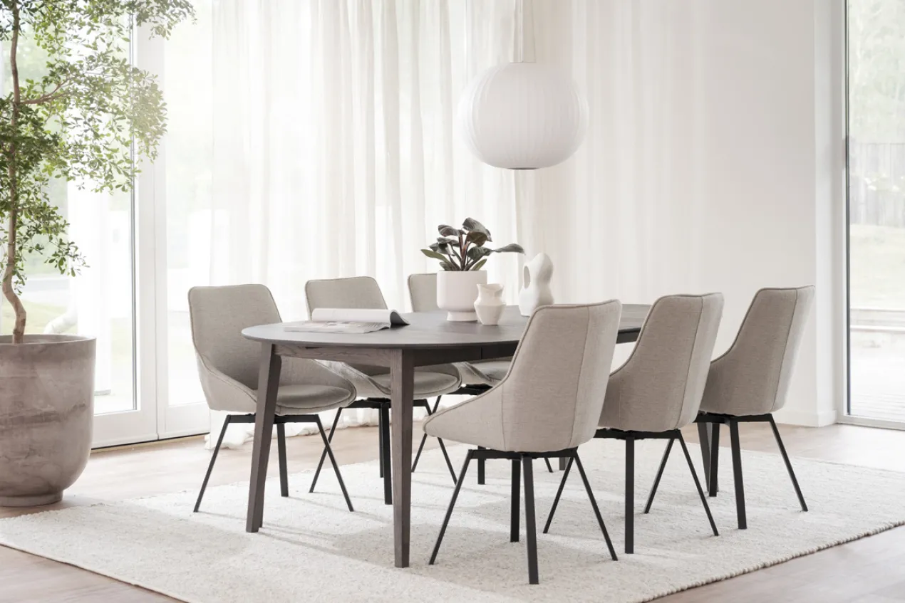 Eettafel Filippa rond donkerbruin uitschuifbaar 170 x 105 cm