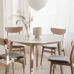 Eettafel Filippa rond Whitewash verlengbaar 170 x 105 cm