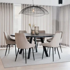 Eettafel Fred rond zwart Donkerbruin