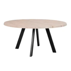 Eettafel Fred rond zwart Whitewash