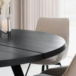 Eettafel Fred rond zwart Whitewash