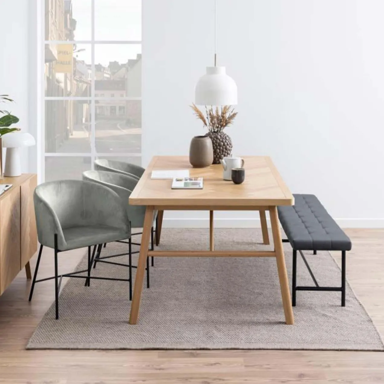 Eettafel Gwen visgraat Naturel