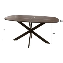 Eettafel Kopenhagen deens ovaal bruin 150x90 cm
