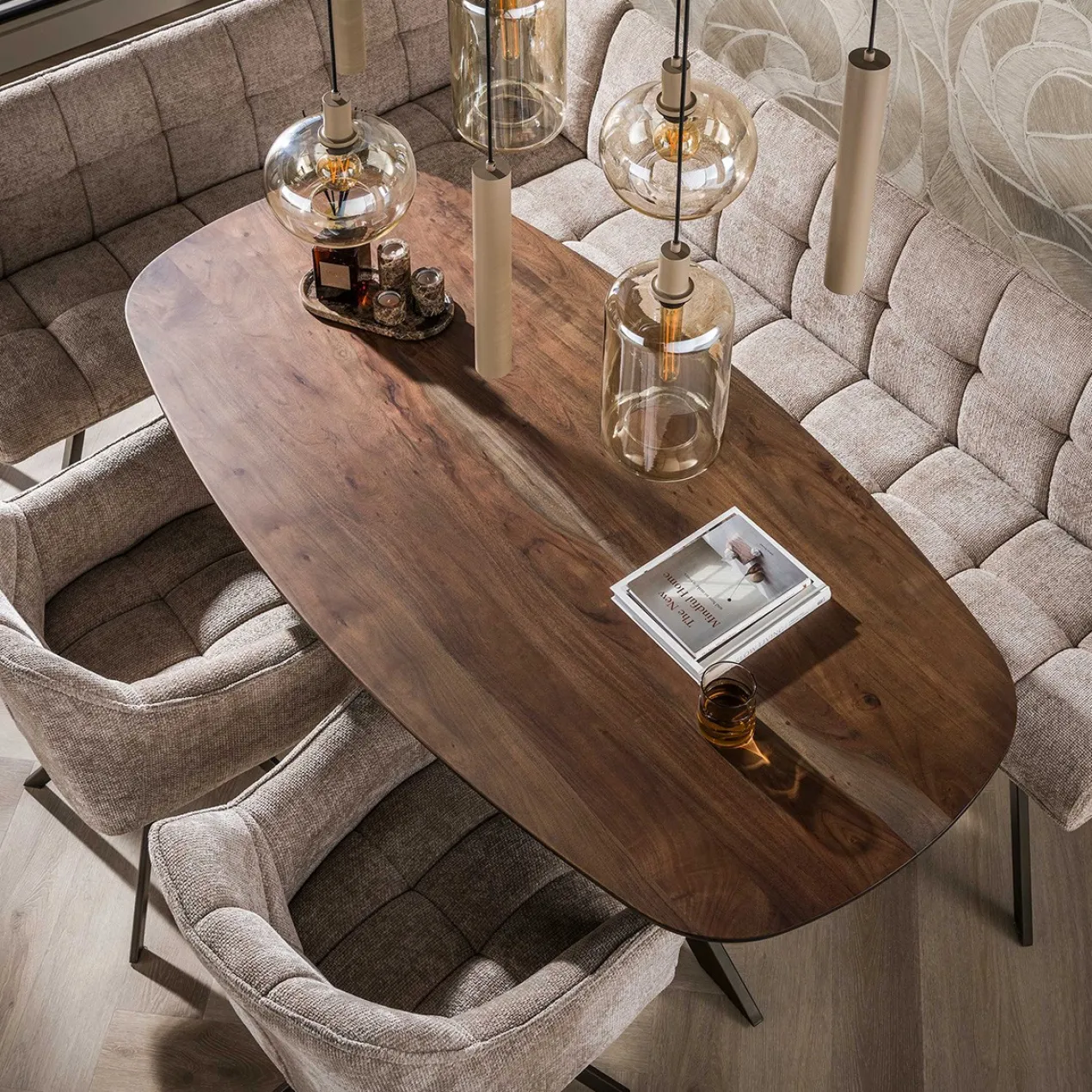 Eettafel Kopenhagen deens ovaal bruin 150x90 cm