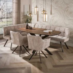 Eettafel Kopenhagen deens ovaal bruin 180x95 cm