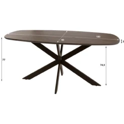 Eettafel Kopenhagen deens ovaal bruin 180x95 cm