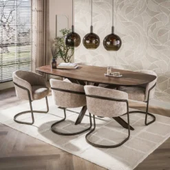 Eettafel Kopenhagen deens ovaal bruin 215x105 cm