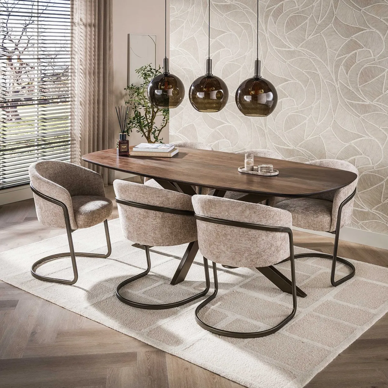 Eettafel Kopenhagen deens ovaal bruin 215x105 cm
