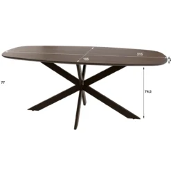 Eettafel Kopenhagen deens ovaal bruin 215x105 cm