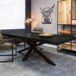 Eettafel Maas zwart rechthoek Maat 160