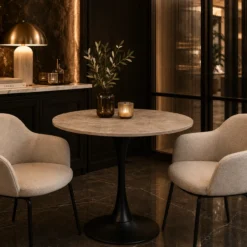 Eettafel Marly keramiek Ø90 cm bruin