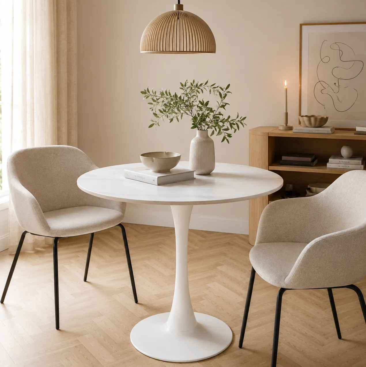 Eettafel Marly keramiek Ø90 cm wit