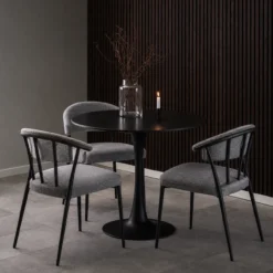 Eettafel Marly keramiek Ø90 cm zwart