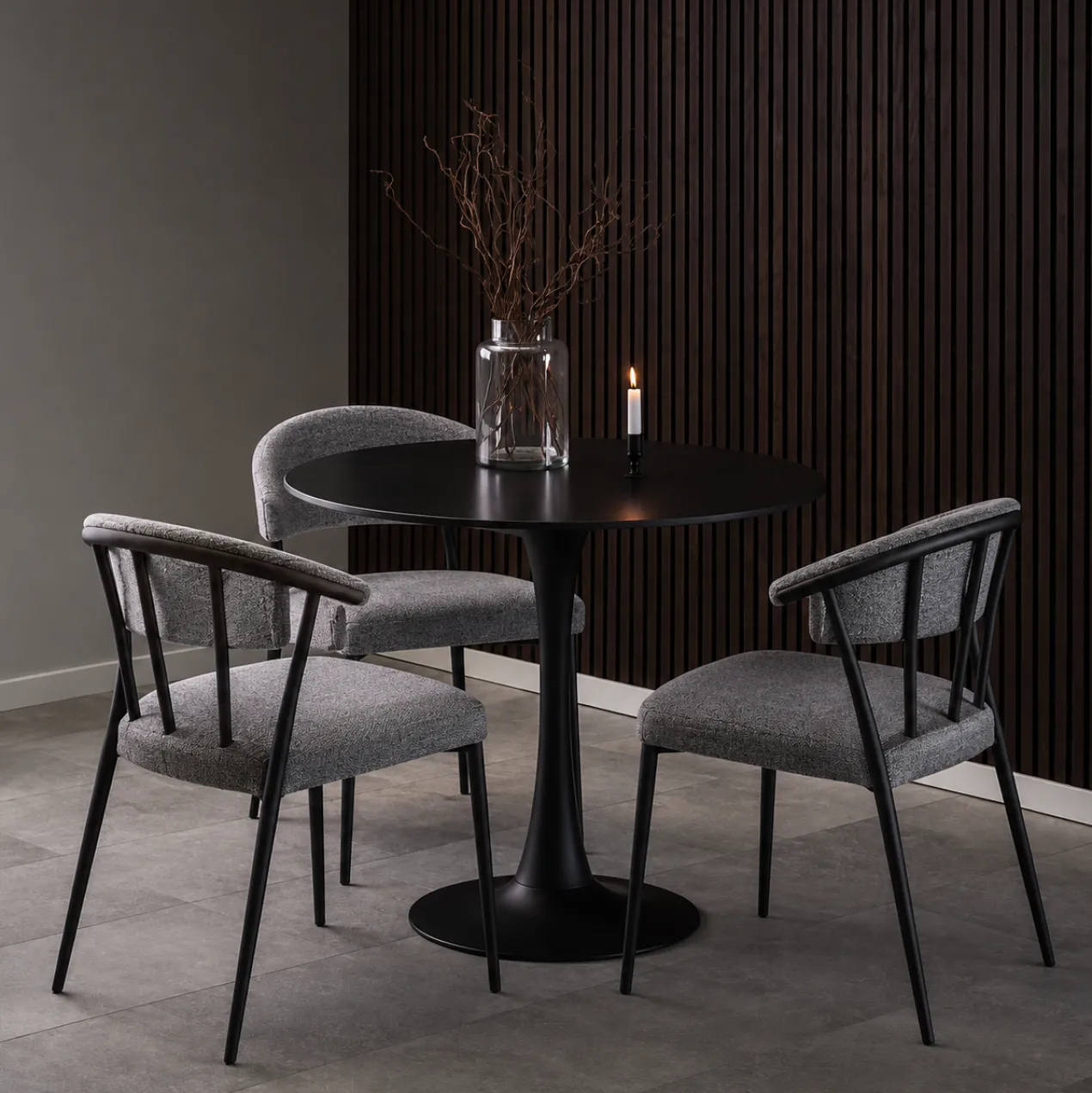 Eettafel Marly keramiek Ø90 cm zwart