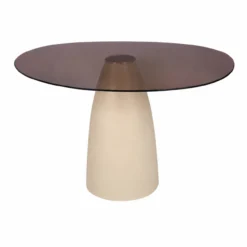 Eettafel Milan rookglas 140x120 cm beige