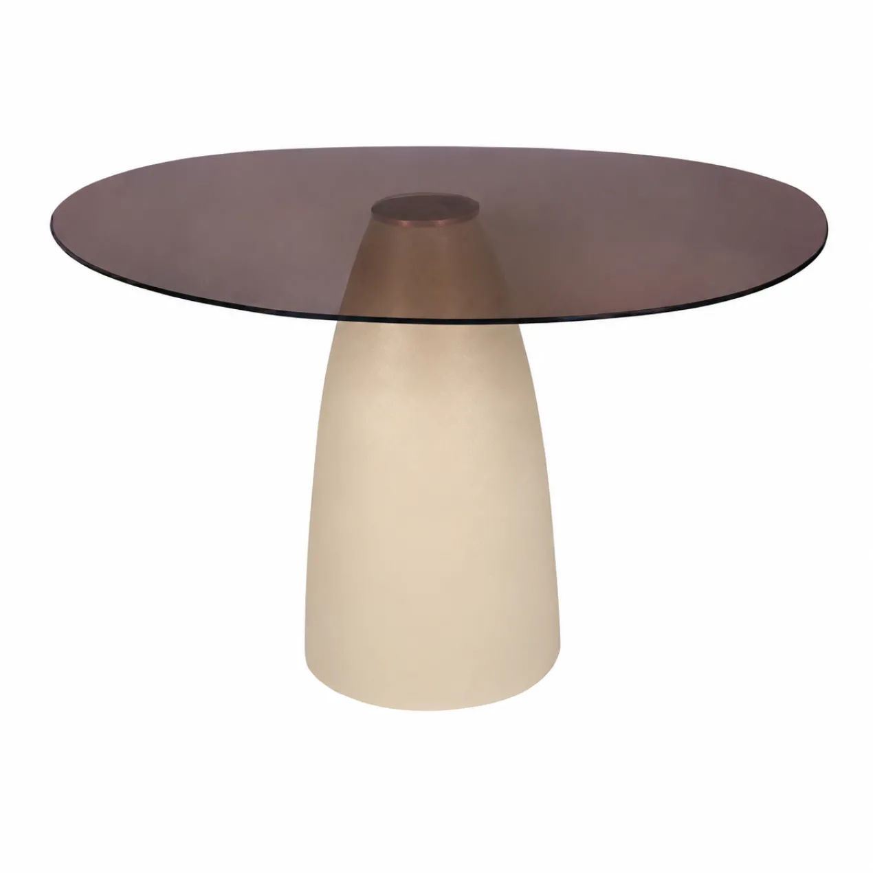 Eettafel Milan rookglas 140x120 cm beige