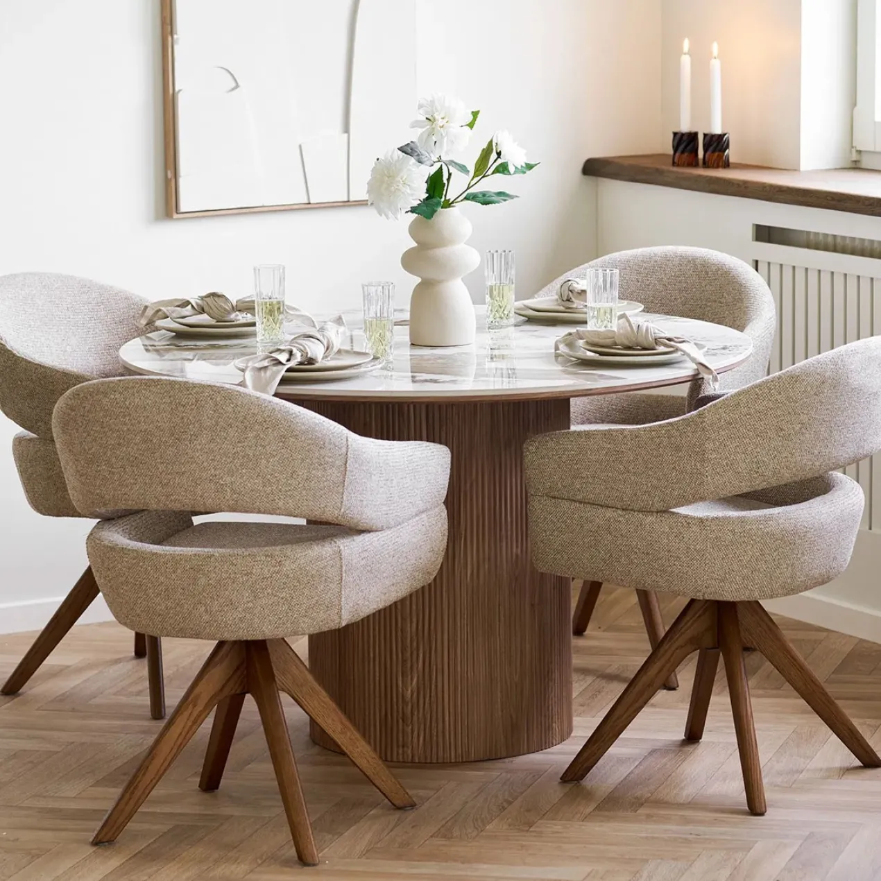 Eettafel Ronda keramiek blad bruin Ø120 cm