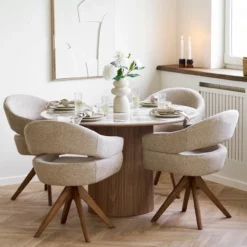 Eettafel Ronda keramiek blad bruin Ø140 cm