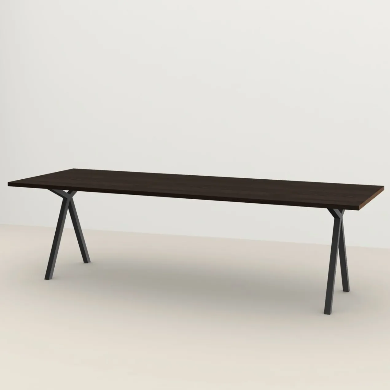 Eettafel Slim X donkerbruin 220x90 cm rechte rand