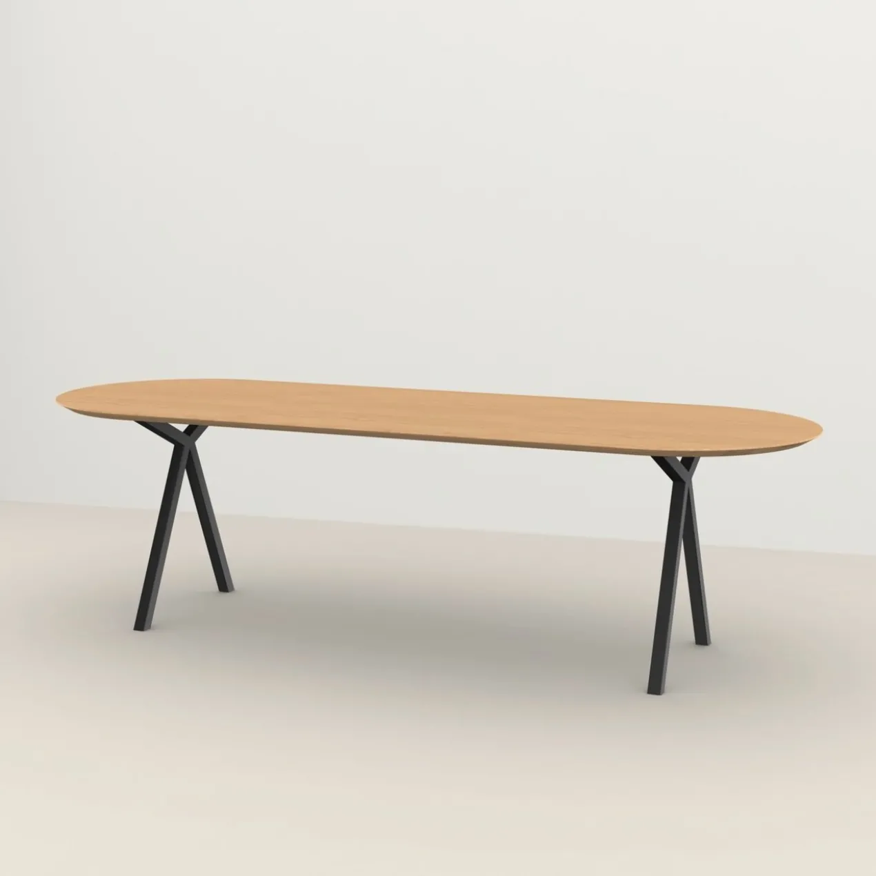 Eettafel Slim X-type plat ovaal naturel 200x90 cm verjongd