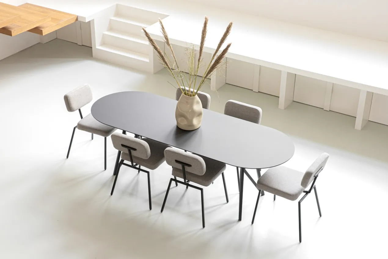 Eettafel Slim X-type plat ovaal naturel 200x100 cm verjongd