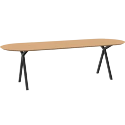 Eettafel Slim X-type plat ovaal naturel 220x90 cm verjongd